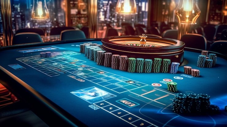 Roulette wheel and betting layout on jajantogel login BandarQ table